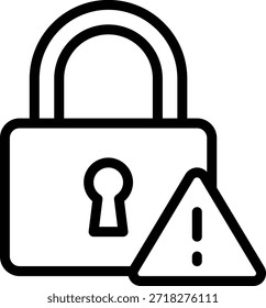 Icono de bloqueo seguro con símbolo de advertencia, ideal para ciberseguridad, protección de datos e interfaces de acceso seguro.
