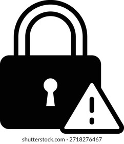 Icono de bloqueo seguro con símbolo de advertencia, ideal para ciberseguridad, protección de datos e interfaces de acceso seguro.
