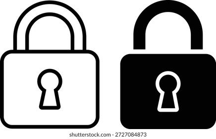 Icono de bloqueo y candado seguro que representa la privacidad, la protección, la seguridad cibernética y el Vector de seguridad de datos