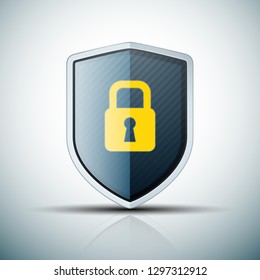 Secure Lock Shield sign illustration
