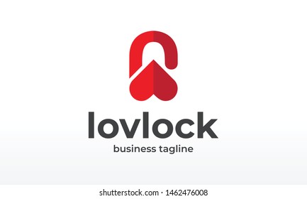 Diseño de logotipo de bloqueo de amor rojo