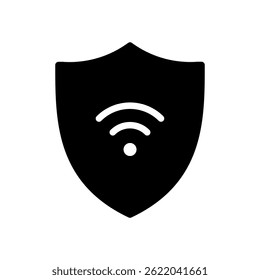 Secure Lock Vector for Data Protection and Cybersecurity. Digital padlock illustration. Information safety icon for online security. Glyph Icon