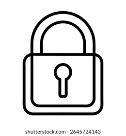 Secure locked icon. Isolated vector line illustration for digital protection.