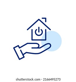 Secure locked smart home control icon. Pixel perfect, editable stroke line art