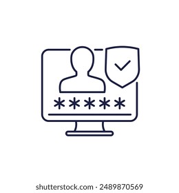 secure login, access with password line icon