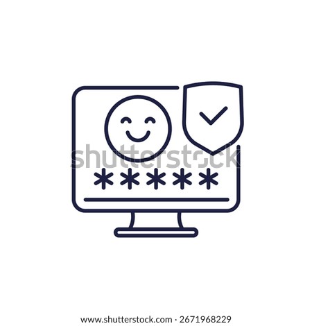secure login icon, access with password line design on white