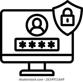 Secure Login Icon Line Vector Illustration