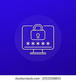 secure login icon with password and lock, line vector