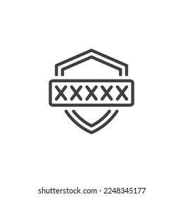 Secure login line icon. linear style sign for mobile concept and web design. Password protection shield outline vector icon. Symbol, logo illustration. Vector graphics