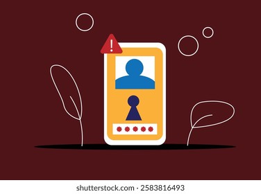 Secure Login on Smart Phone Flat Style. Electronics and user interface concept vector art