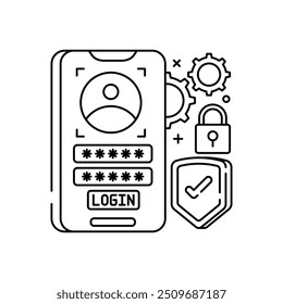 Icono de contorno de Inicio de sesión seguro, Ilustración vectorial