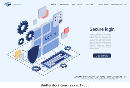 Sicheres Login, Anmelden, Zugangskontrolle, Kontenschutz flach 3d-isometrisches Vektorkonzept, Illustration