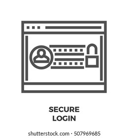 Secure Login Thin Line Vector Icon Isolated on the White Background.
