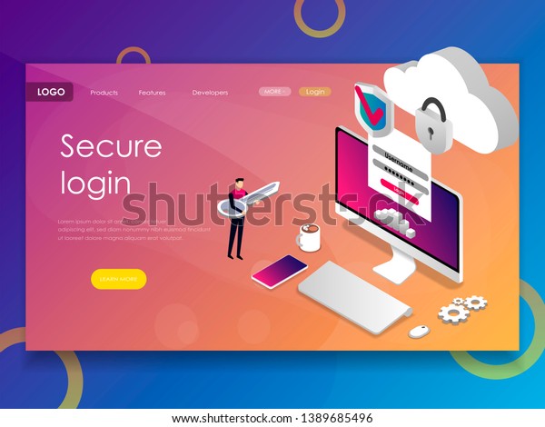 Secure Login Used Web Banner Infographic Stock Vector Royalty