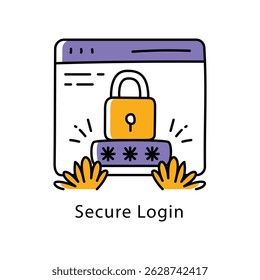 Secure Login Vector Filled Outline Style Icon. Eps 10 file