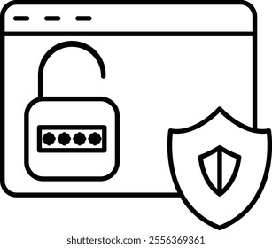 Secure Login Vector Line Icon Design
