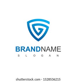 Secure Logo With Finger Print Shield Symbol
