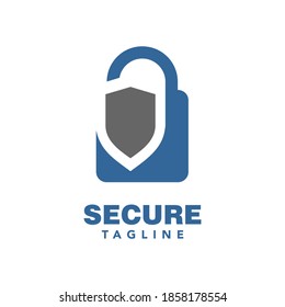 Secure Logo Padlock and Shield Symbol