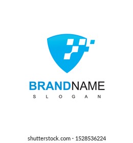 Secure Logo With Pixel Shield Symbol