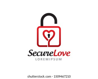 Secure love logo symbol or icon template