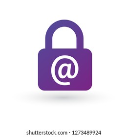 Secure mail icon isolated on whitebackground. Email locked with padlock. Flat design. Vector Illustration.