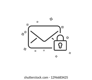 Secure Mail line icon. Private Message correspondence sign. E-mail symbol. Geometric shapes. Random cross elements. Linear Secure Mail icon design. Vector