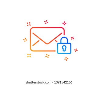 Secure Mail line icon. Private Message correspondence sign. E-mail symbol. Gradient design elements. Linear secure Mail icon. Random shapes. Vector
