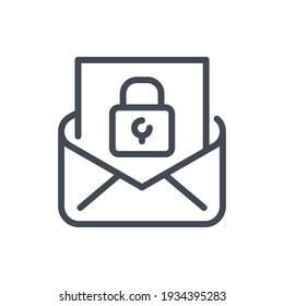 Secure mail and privacy of correspondence line icon. Email with lock vector outline sign.