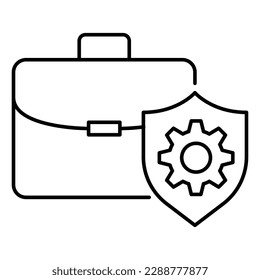 Secure Management, Business Protection, Shielded Operations, Risk Mitigation, Business Security vector line icon with editable stroke.