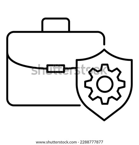 Secure Management, Business Protection, Shielded Operations, Risk Mitigation, Business Security vector line icon with editable stroke.