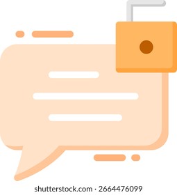 Secure Message Icon with Padlock on Speech Bubble