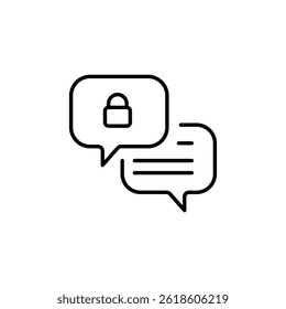 Comunicação segura de mensagens, proteção de dados com conversação de ícone de cadeado