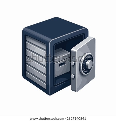 Secure metal safe with dial lock and open door