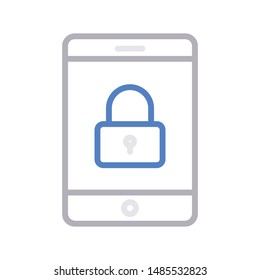secure mobile colour line vector icon