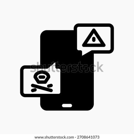 Secure Mobile icon in glyph style, indicating device protection, app security, and encrypted mobile operations.