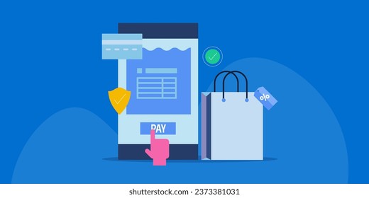 Secure mobile payment, Mobile payment application, e-commerce Shopping, Money transfer, Mobile banking - Vector illustration background