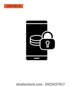 Secure mobile payment glyph icon vector illustration design