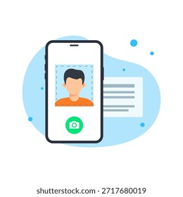 Captura segura de fotos de perfil móvil Pantalla de incorporación Vector de diseño plano ilustración gráfica de ui de estado vacío