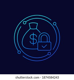 icono de vector de línea de dinero segura