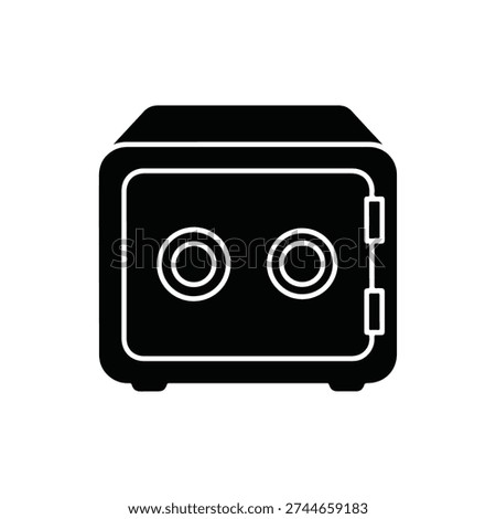 Secure Money Safe Box Icon with Double Dials, Bank Vault Storage and Protection Symbol, Financial Security and Asset Safety Illustration in Black