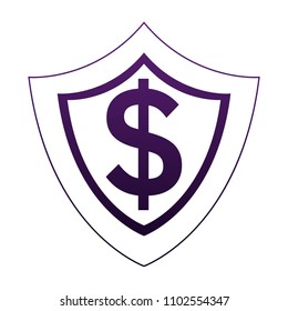 Secure money shield in purple lines