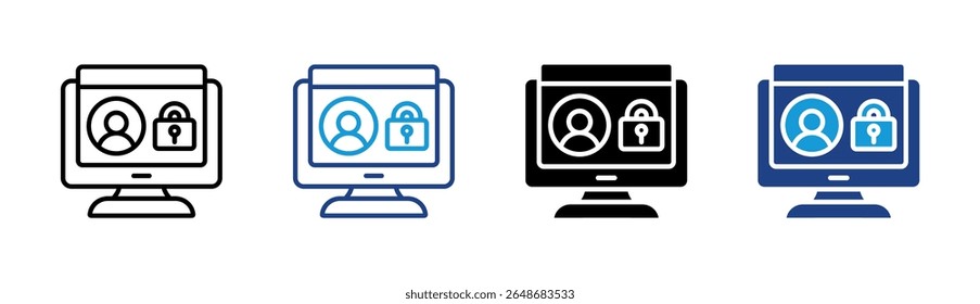 Secure Monitoring Icon Element For Design