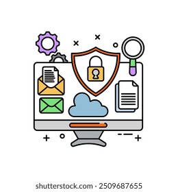 Secure Network Fill Color Icon, Vector illustration