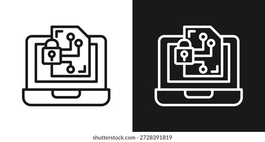 Icono De Red Segura En Estilo De Línea En Blanco Y Negro
