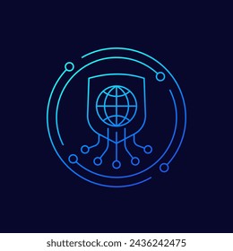 secure network icon, online security linear design