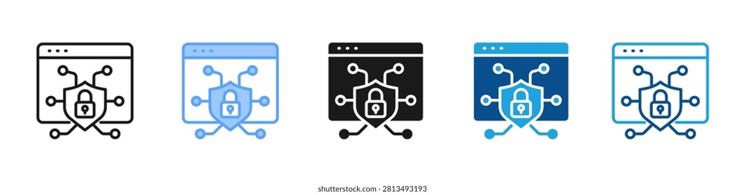 Secure Network System web icon with multiple style collection