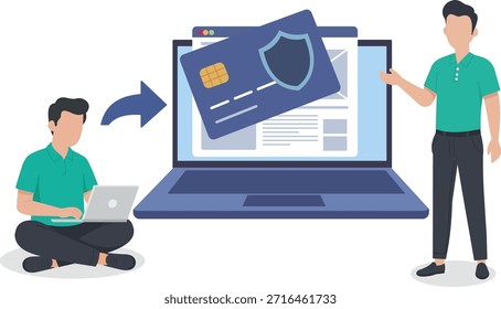 Secure Online Payment and Digital Skills Education Illustration