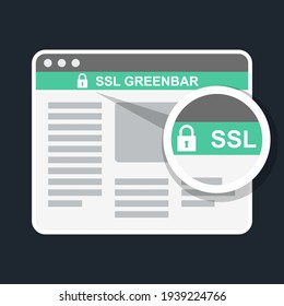 Icono de pago seguro en línea - barra verde ssl en el navegador