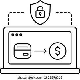 Secure Online Payment Protection Line Icon