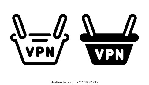 Secure Online Shopping Basket with VPN Protection Connection Sign
